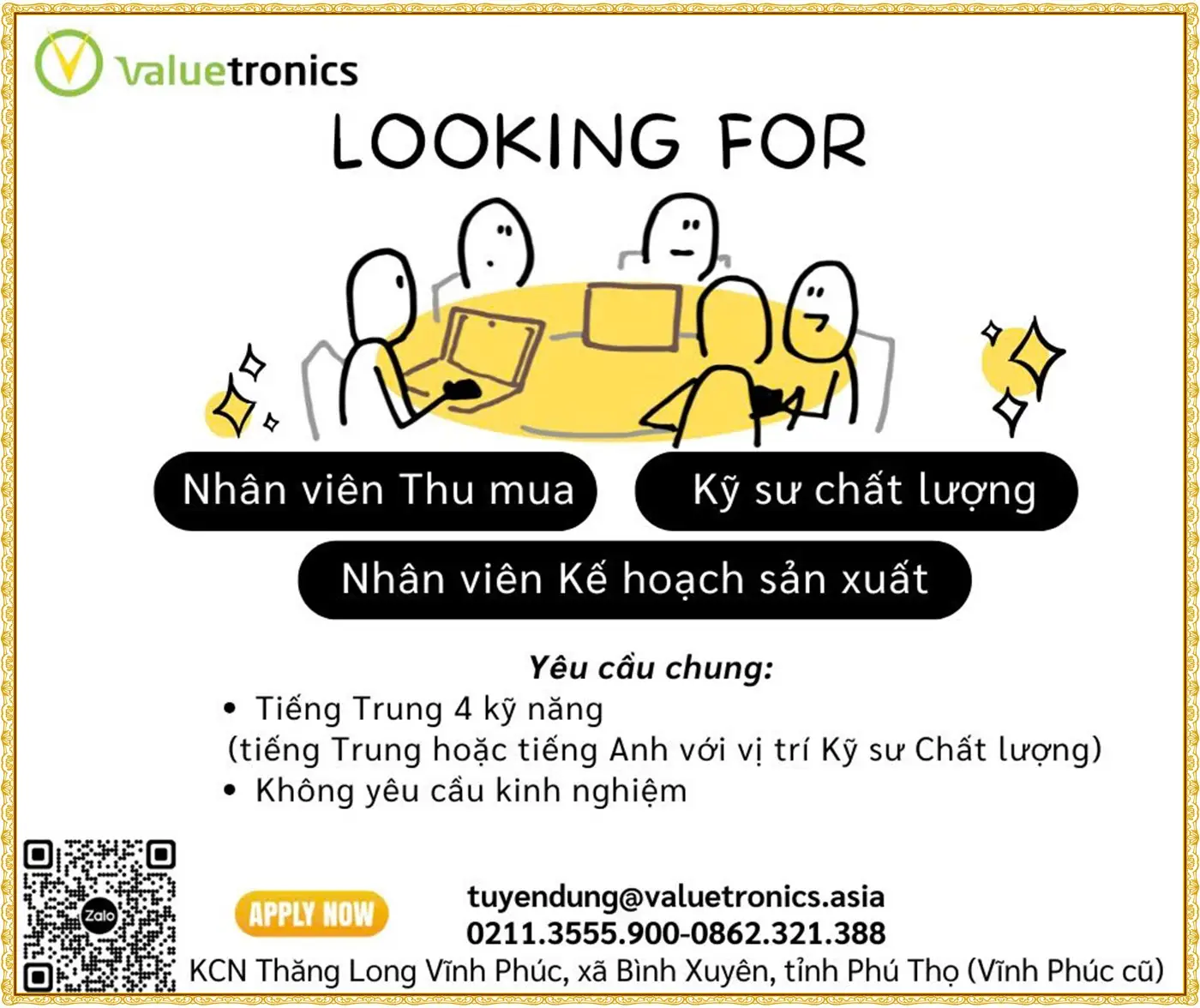 Phú thọ tuyển nhân viên chất lượng